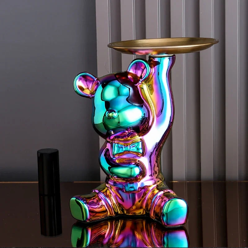 Home Decor Ceramic Colorful Plating Bear Storage Box Home Living New Room Desktop Tray Decorative Statue Money Box Ornaments