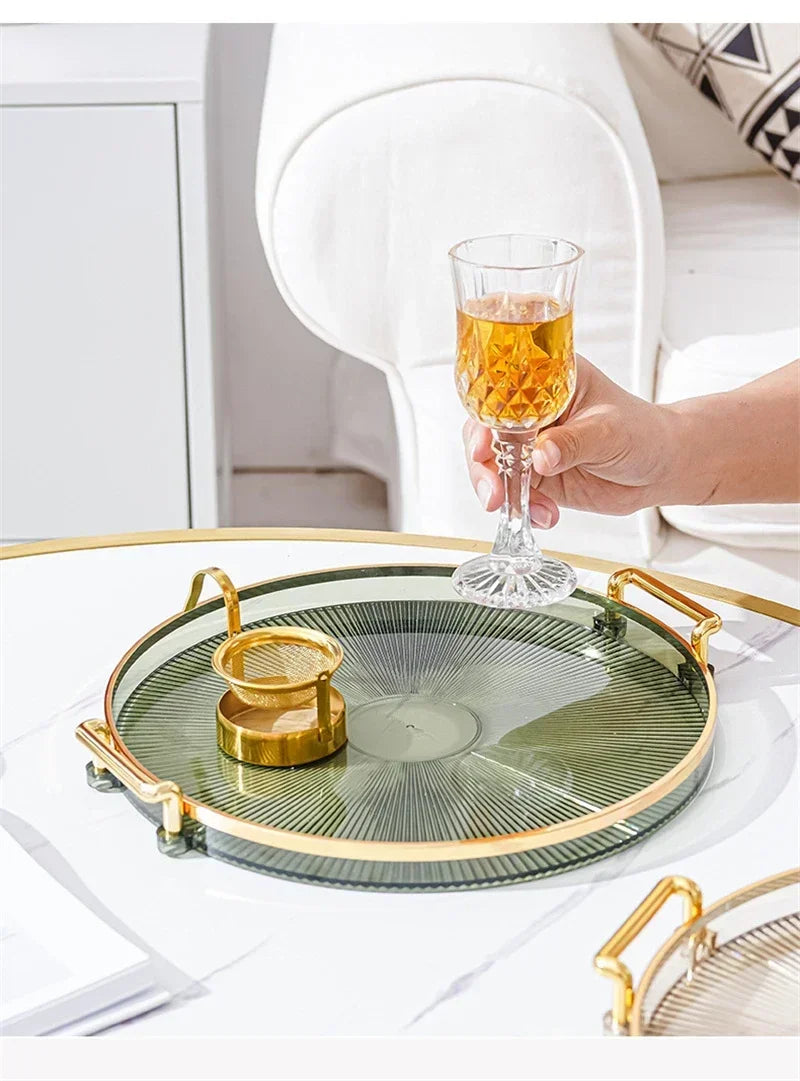 1PC Round Storage Tray Home Living Room Coffee Table Tea Cup Storage Plate Acrylic Tray Aromatherapy Organizer Tray Home Decor