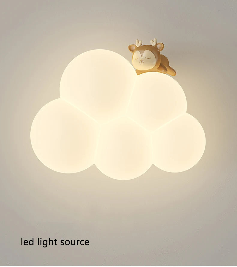 Monkey Light Cartoon Animal Wall Lamp White Cloud Sconce Nursery Room Night Light Children's Bedroom Bedside Lamp Eye Protection