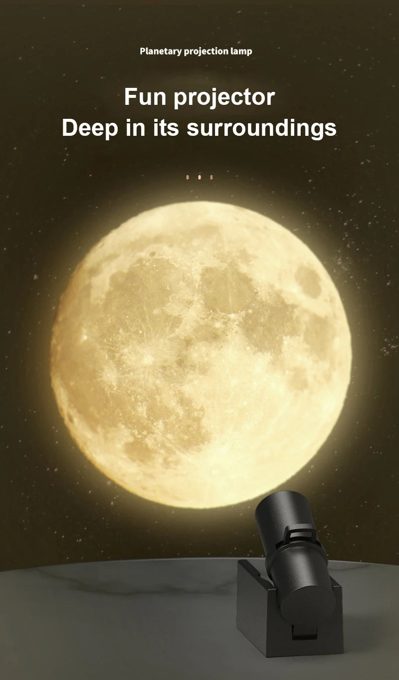 LED USB Night Light Moon Projector Atmosphere Lamp Planet Projection Background Wall Decoration Light For Bedroom Birthday Gift
