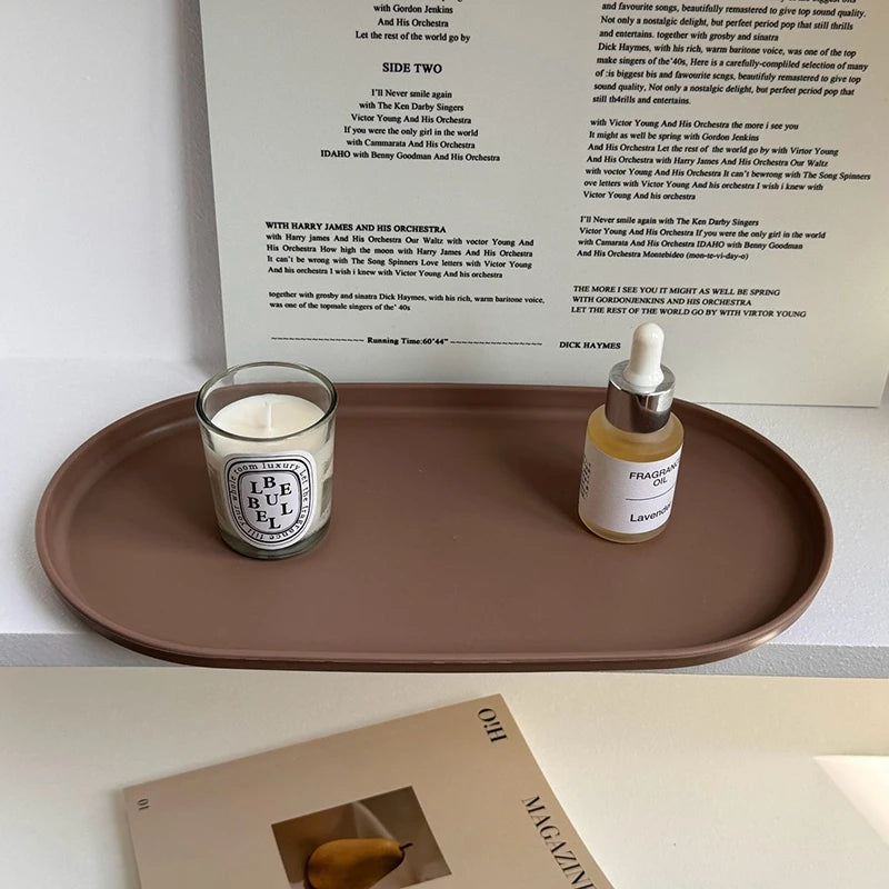 PP Oval Tray Cake Dessert Utensil Tray Ins Korean Dumpling Plate Jewelry Storage Plate Restaurant Insulation Pad Fruit Plate