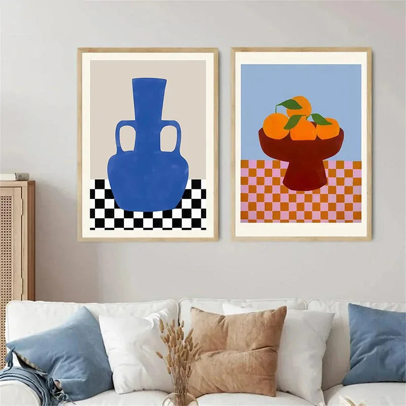 Abstract Line Face, Curve Striped Girl, Vase, Bird Canvas Painting Poster  for Home Decor  Living Room Wall Art for Bed Room