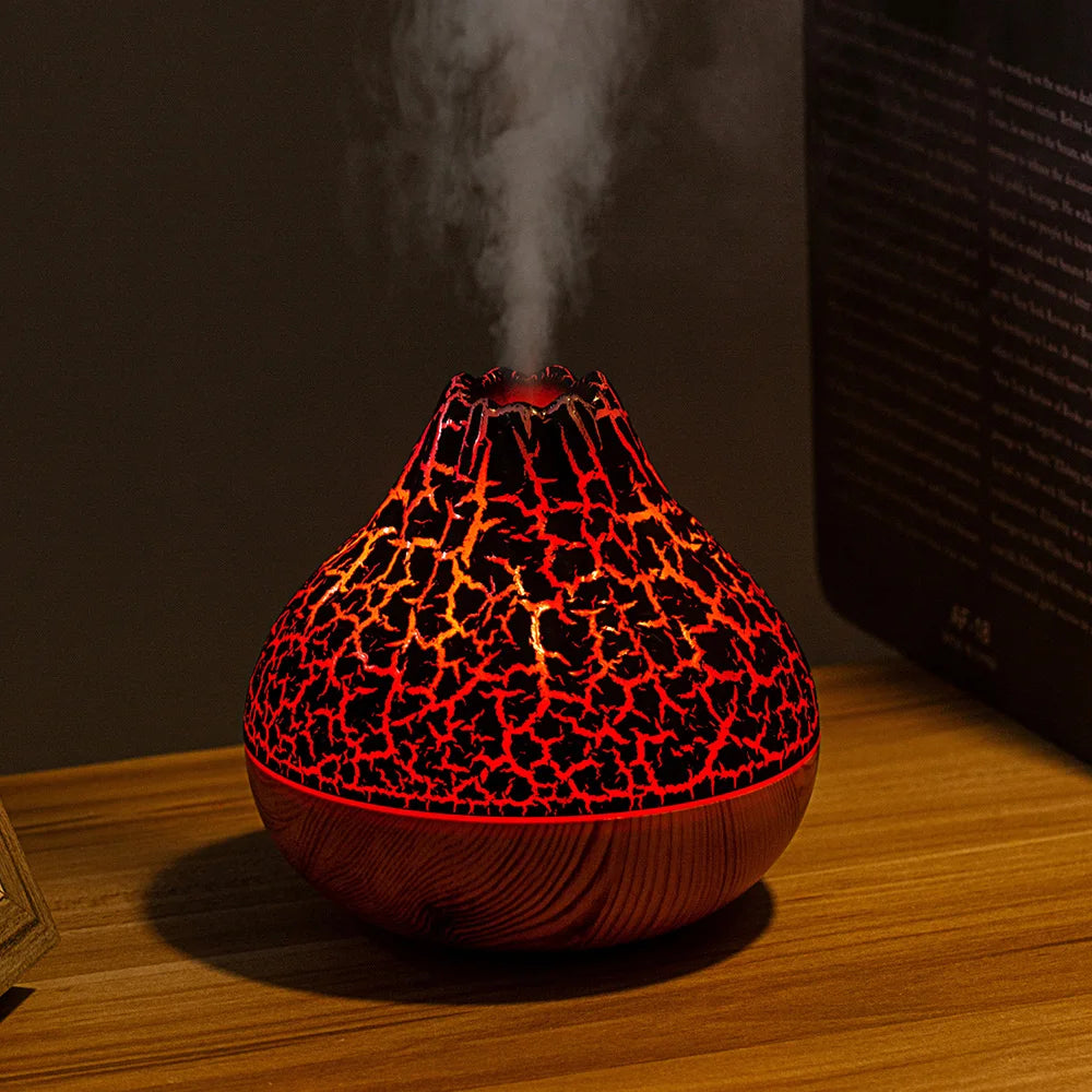 Volcano Air Humidifier 300ml Large Capacity Water Mist Aromatherapy Diffuser USB Desktop Humidifier with 7 Colorful Night Lights