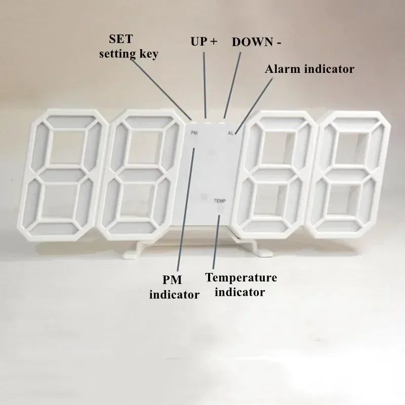 LED Clock Bedroom Home for You Adjustable Digital Wall Clock Hair Accessories Living Room Night Light Mode 3D Decor Decorate