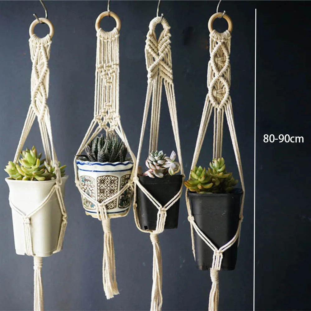 5PCS/set handmade macrame infoor plant hanging for flower pot  boho style macrame plant hanger