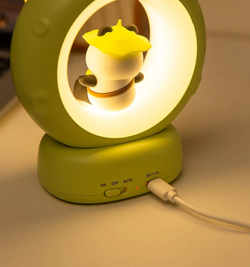 LED Night Light Panda Astronaut Bedside Sleeping Night Lights USB charging Silicone Children Gife Eye Protection Lamp Lighting
