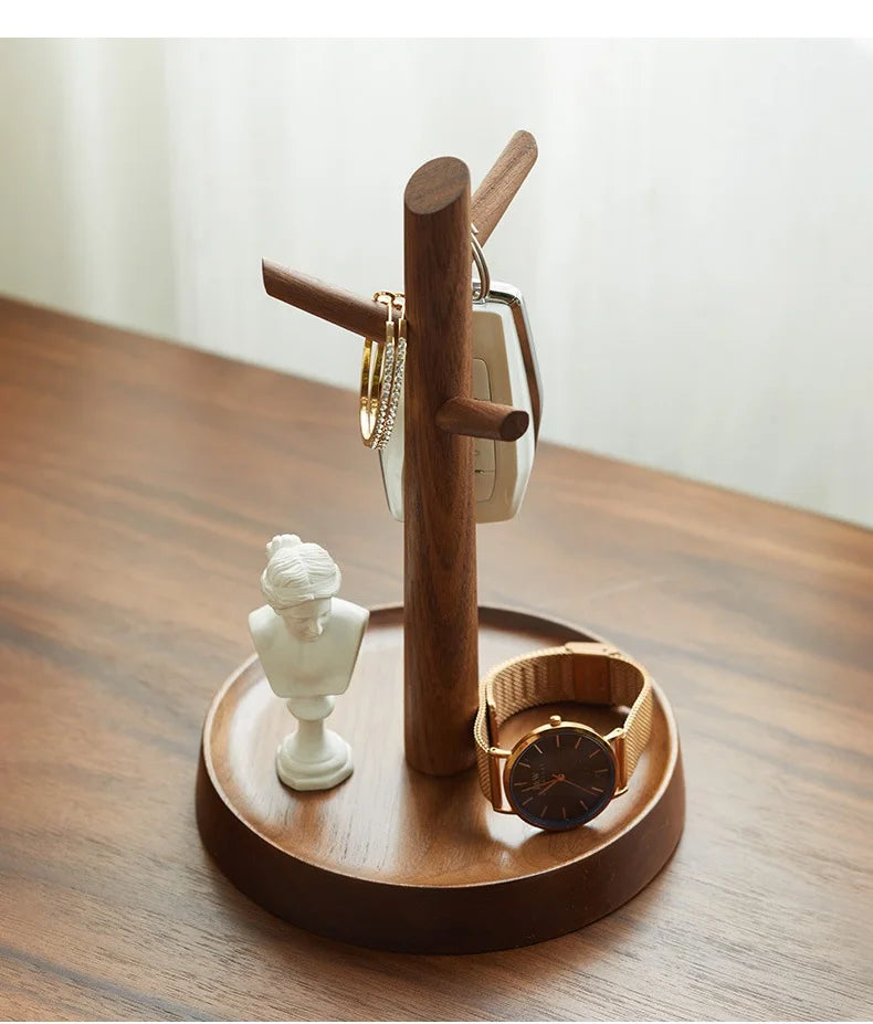 HeMu Key Storage Tray for Entrance Foyer Creative Tree Hanging Shelf Desktop Decoration Living Room Key Hanger Display Frame