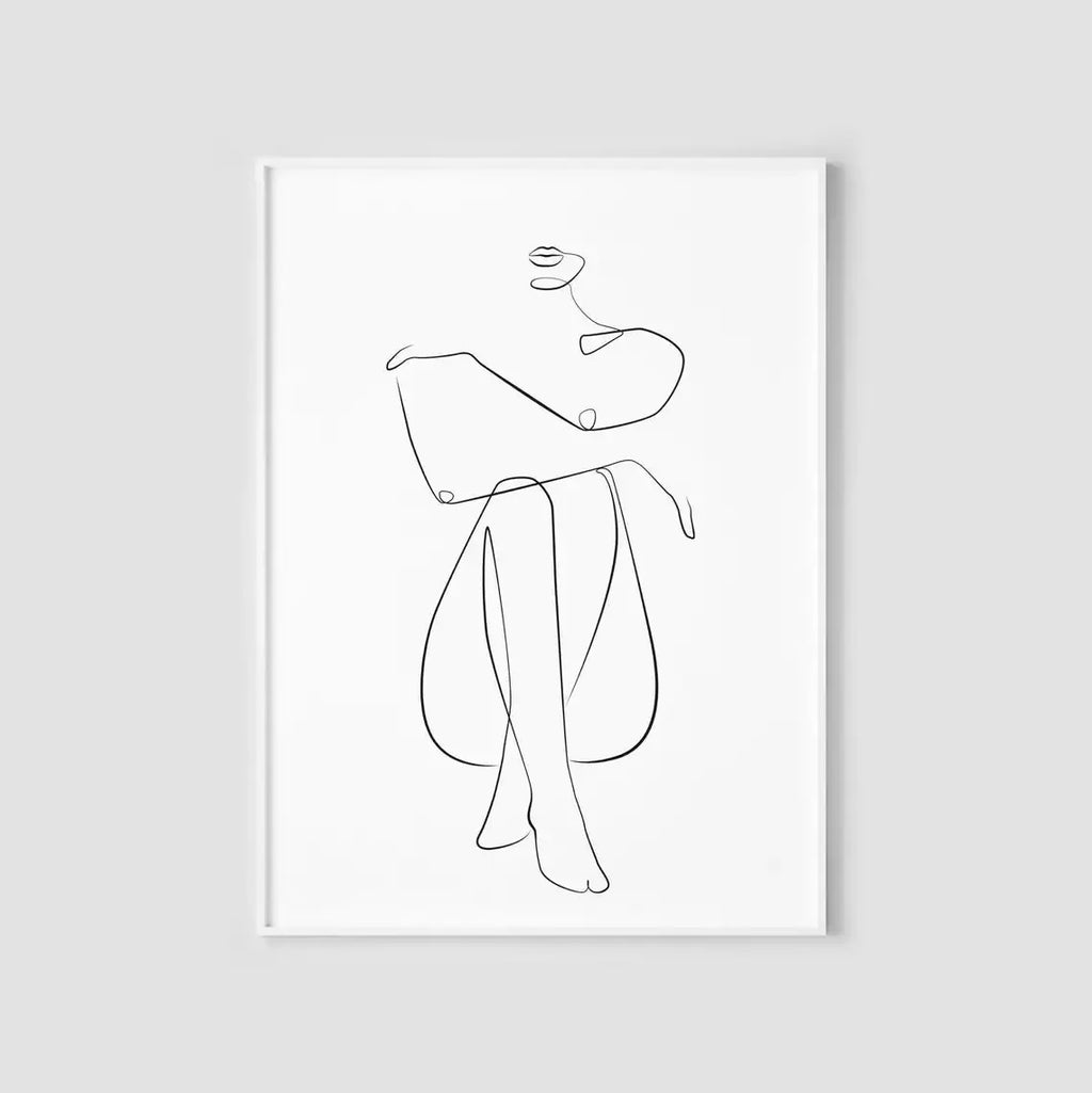 Scandinavian Minimalist Wall Art Woman Single Line Painting Abstract Line HD Canvas Poster Prints Home Bedroom Living Room Decor