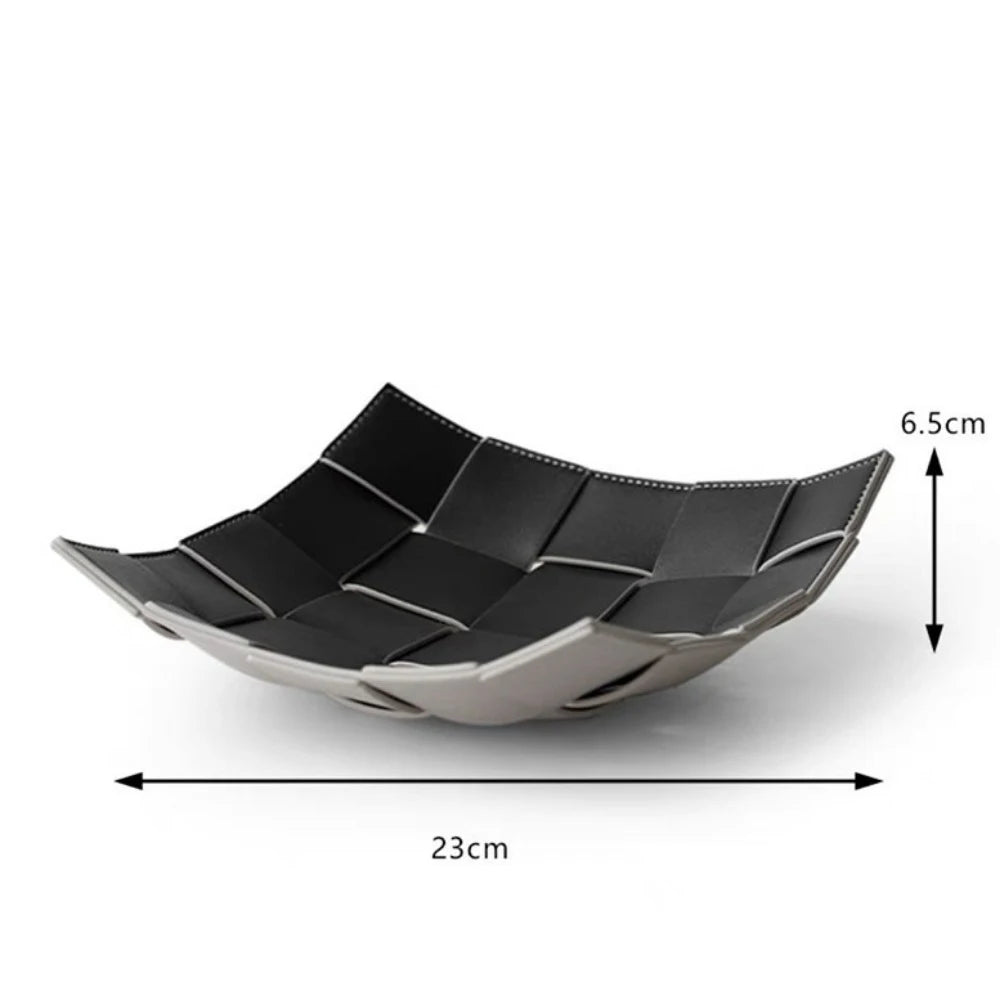 1 Piece Leather Storage Tray Home Appliances Tray Leather Living Room Desktop Woven Storage Tray Trays Decorative  Jewelry Dish