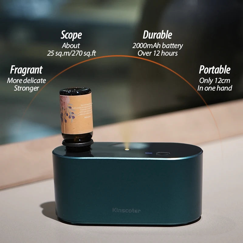 KINSCOTER Premium Portable Waterless Aroma Diffuser Compact Essential Oil Nebulizer Ideal Scent Machine for Gifting