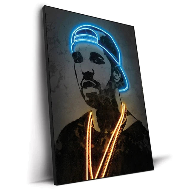 Canvas Print Art Poster Abstract Neon Design Rapper Star Canvas Paintings 2PAC Hip Hop Singers Poster Wall Art Bar Home Decor