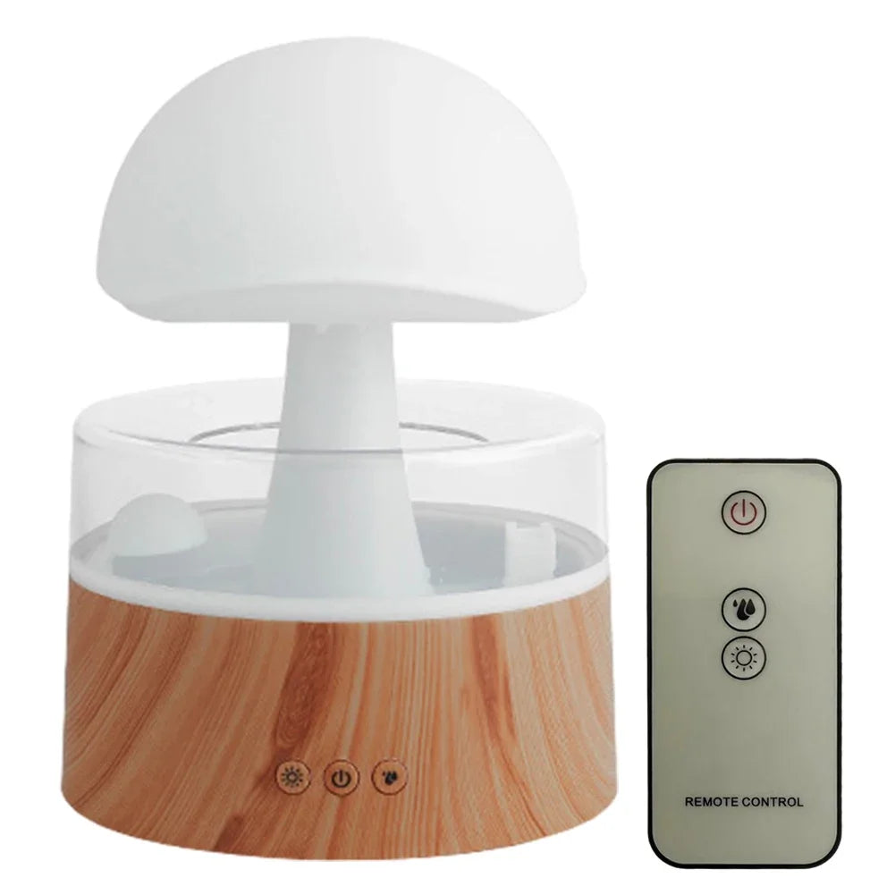 Mushroom Cloud Rain Humidifier Relaxing Raindrop Aromatherapy Machine Ultrasonic Atomization Humidification Colorful Night Light