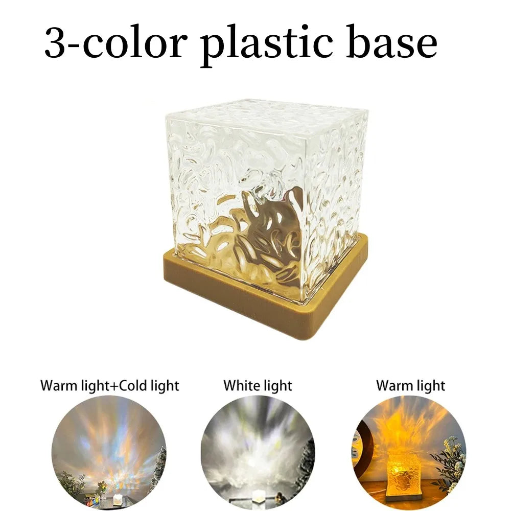 Water Ripple Projector 3/16 Colors Night Light Flame Crystal Lamp Home Houses Decoration Sunset Lights Gift Rotating Light