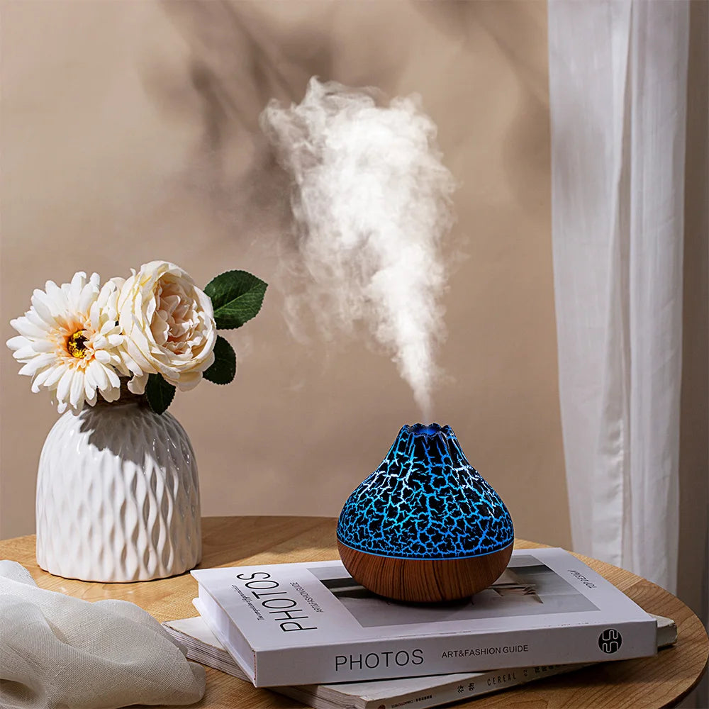 Volcano Air Humidifier 300ml Large Capacity Water Mist Aromatherapy Diffuser USB Desktop Humidifier with 7 Colorful Night Lights