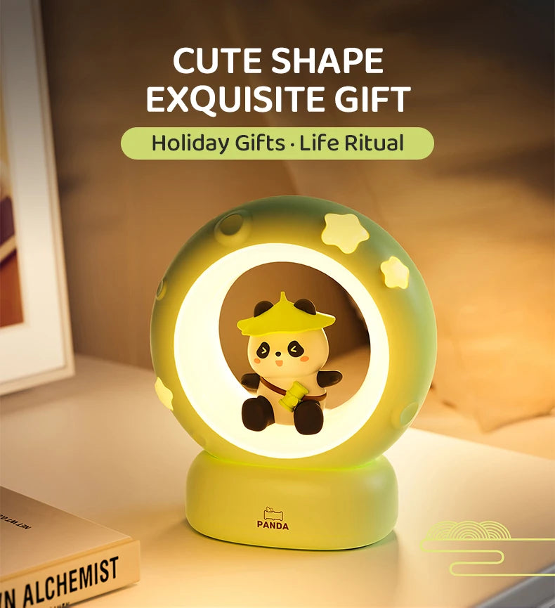 3Style Moon Night Light Cute Rabbit Cat Panda Lamps Room Bedside Decoration USB Rechargeable Kawii Animal Gift Warm Soft Light