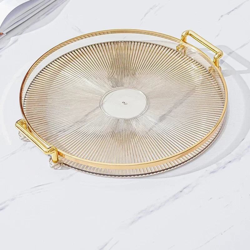 1PC Round Storage Tray Home Living Room Coffee Table Tea Cup Storage Plate Acrylic Tray Aromatherapy Organizer Tray Home Decor