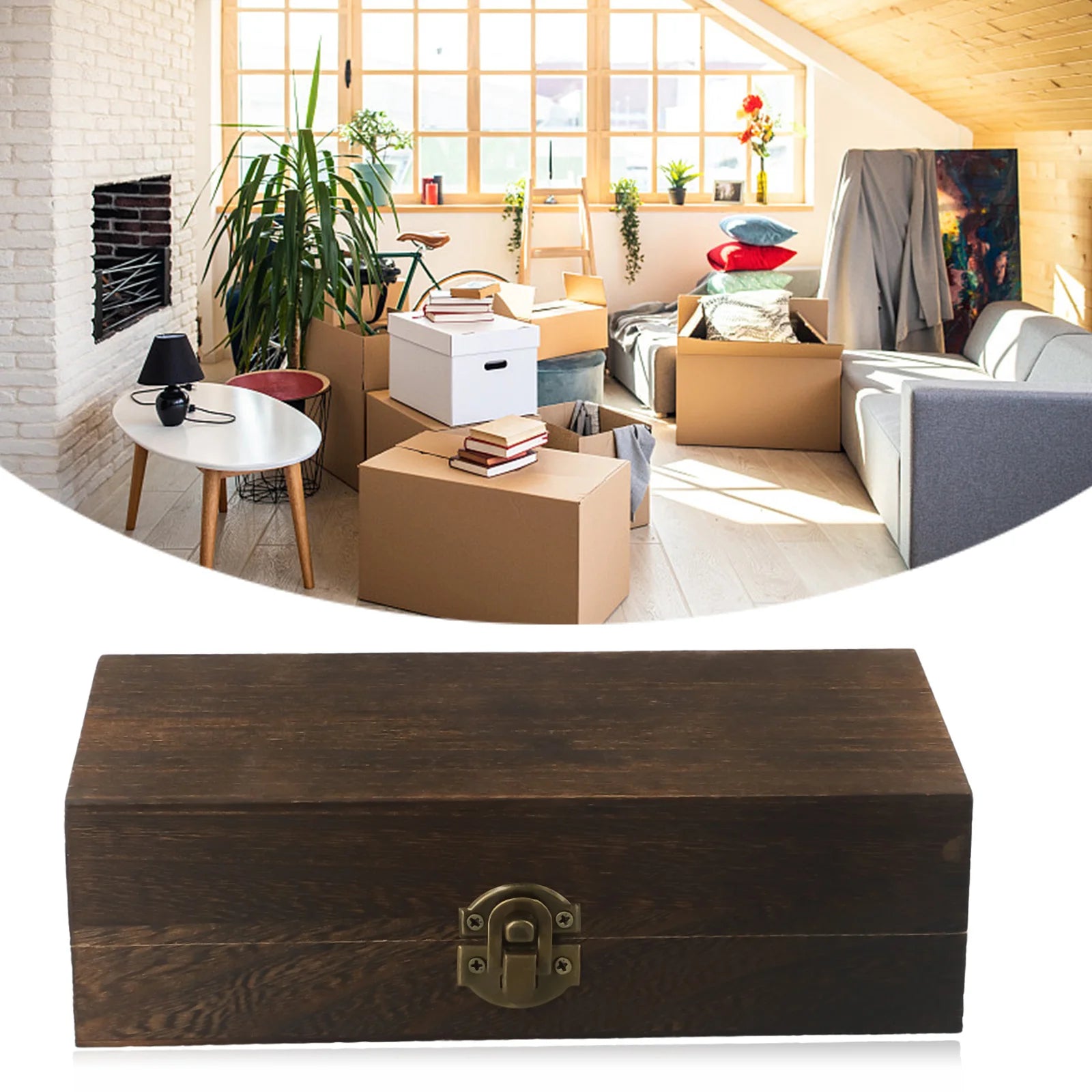 20*10*6 Cm Rectangular Durable Wooden Storage Box Retro Jewelry Box Gift Box Desktop Organizer Clamshell Container