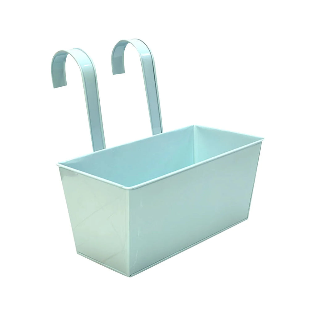 Rectangular Flower Pot with Drainage Holes Outdoor Plant Hanging Pot Rectangular Railing Planter Box Set for Balcony for Herbs