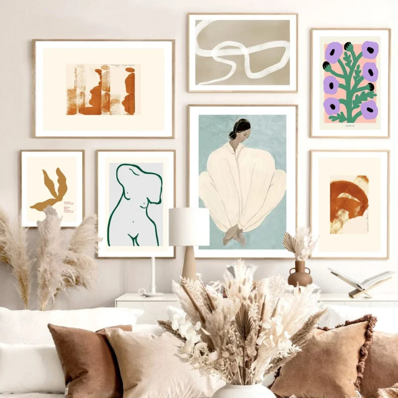 Pajama Girl Famous Painting Poster Line Mural Abstract Geometric Art Printed Canvas Figure Nordic Decorated Living Room Painting