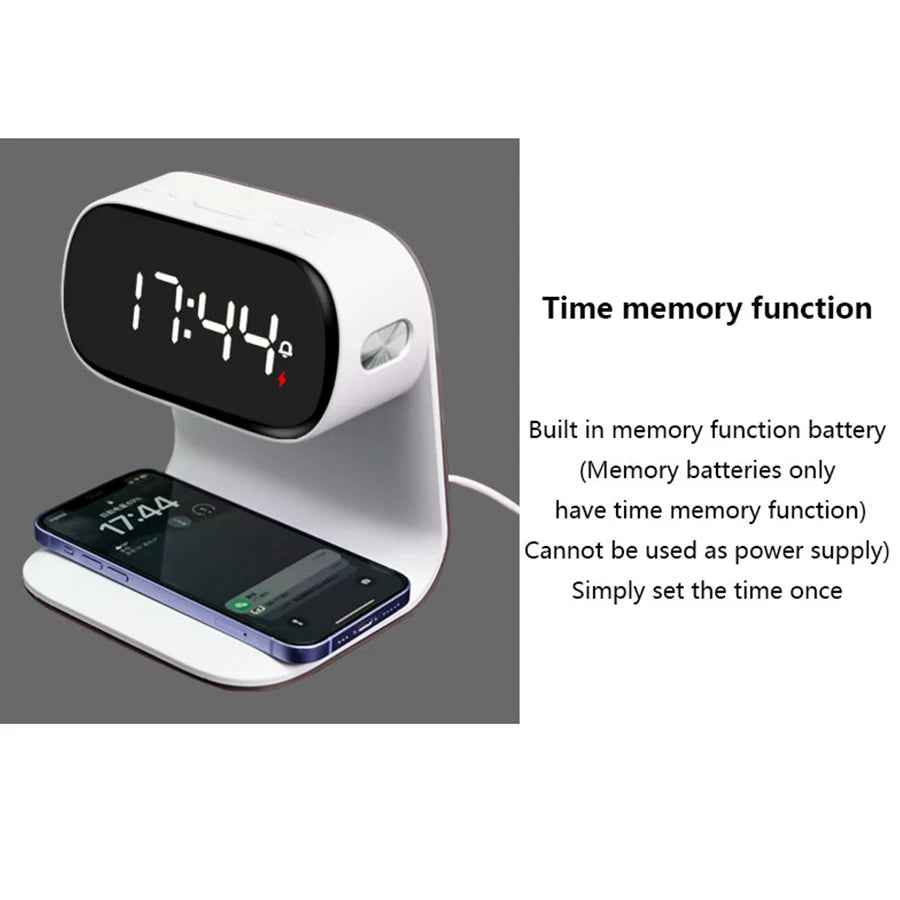 1pc new multi-functional LED warm light night light alarm clock - support mobile phone wireless charging - suitable for living r