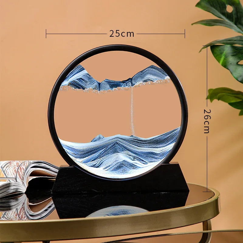 12 Inch 3D Deep Sea Sandscape Creative Hourglass Sand Clock Moving Sand Art Picture Round Glass Quicksand Painting Home Decor