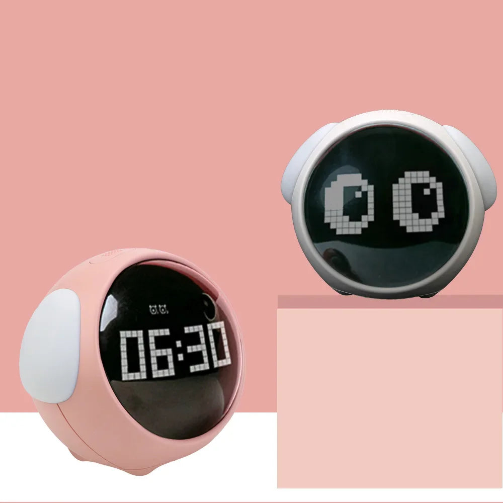 New Night Light Cute Expression Alarm Clock Child Alarm Clock Voice Controlled Light Multifunctional For Home Thermometer