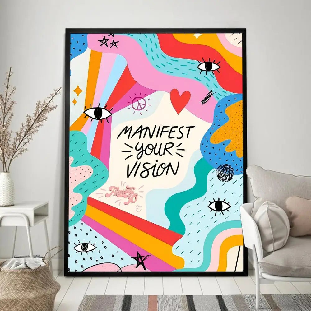 Abstract Eye Shapes Hand Moon Poster Classic Vintage Posters HD Quality Wall Art Retro Posters for Home Room Wall Decor