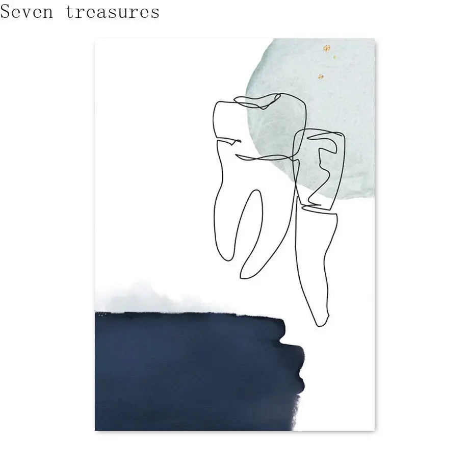 Tooth Wall Art Modern Dental Clinic Oil Painting Aesthetics Abstract Line Posters And Printed Pictures Dentist Office Decoration