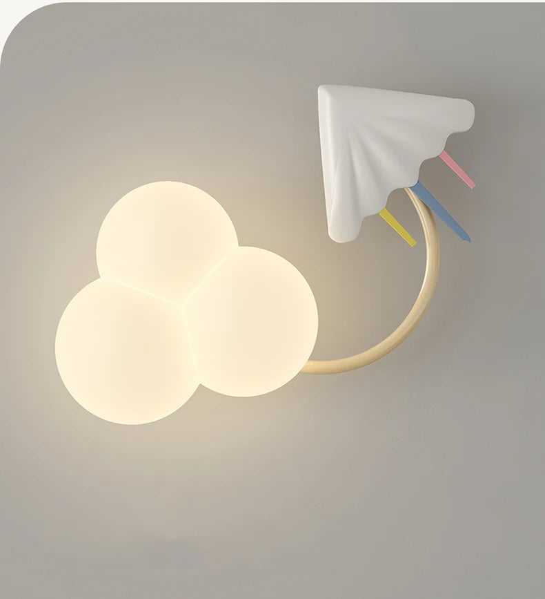 Cartoon Airplane Wall Lights PE Lampshade Star Rainbow Kite Hot air balloon Cloud Night Light Children Bedroom Bedside Wall Lamp