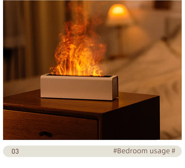 Flame Aroma Diffuser Essential Oil Air Humidifier Ultrasonic Cool Mist Difusor with RGB Realistic Fire Night Light