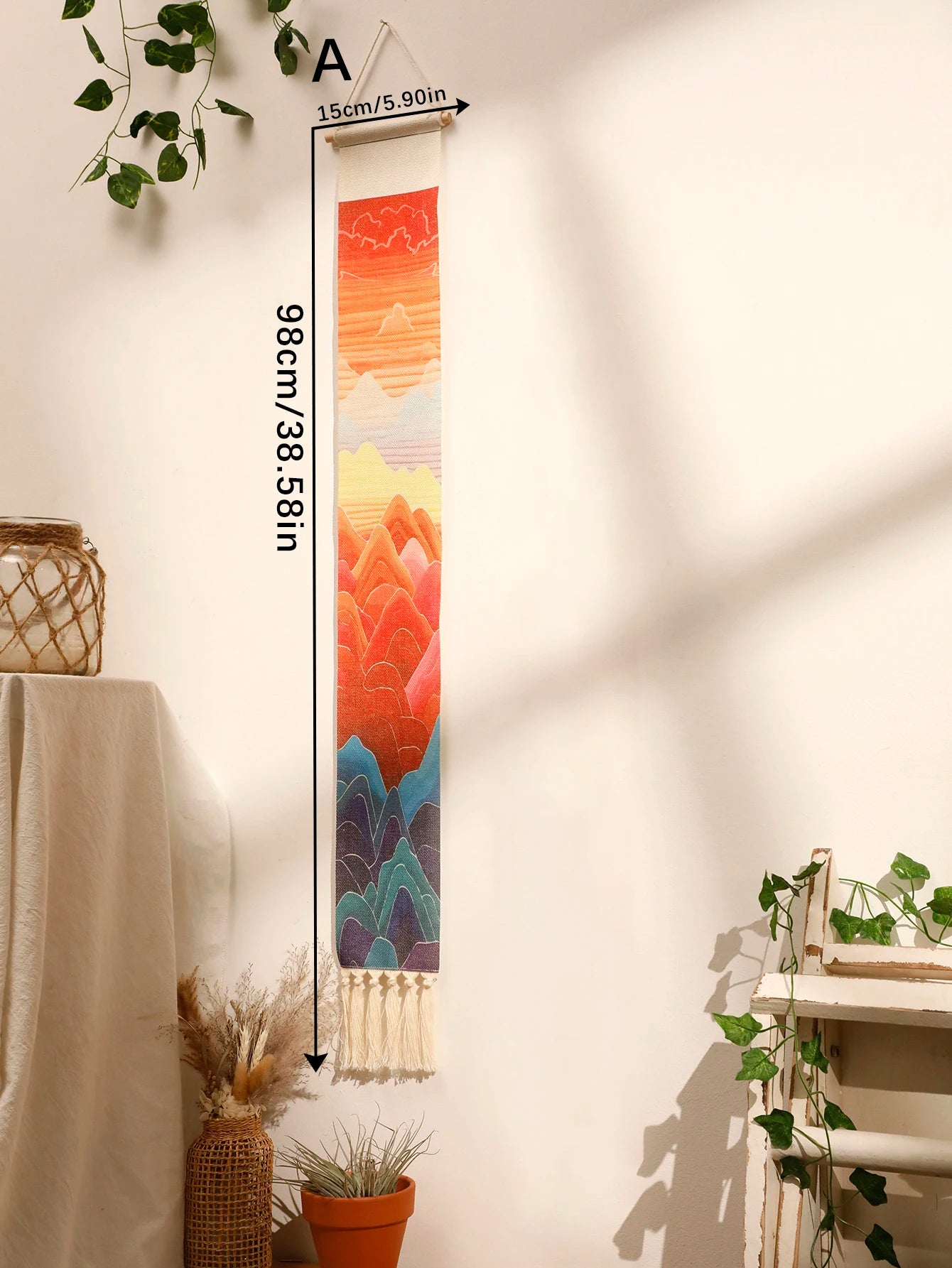 Macrame Wall Tapestry Mountain & Sunrise and sunset Boho Home Decoration Tapestry Wall Hanging Room Decors Aesthetic Wall Decor