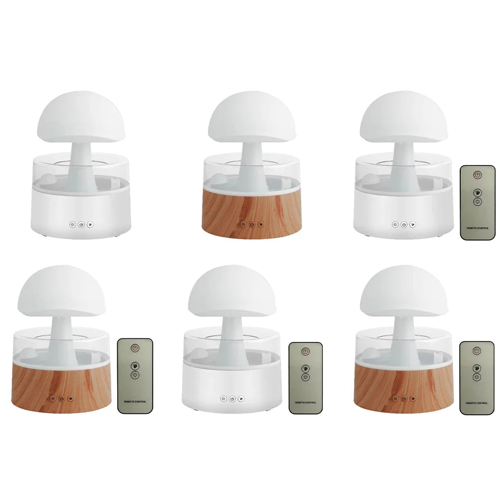 Mushroom Cloud Rain Humidifier Relaxing Raindrop Aromatherapy Machine Ultrasonic Atomization Humidification Colorful Night Light