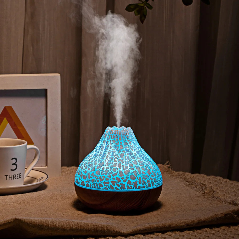Volcano Air Humidifier 300ml Large Capacity Water Mist Aromatherapy Diffuser USB Desktop Humidifier with 7 Colorful Night Lights