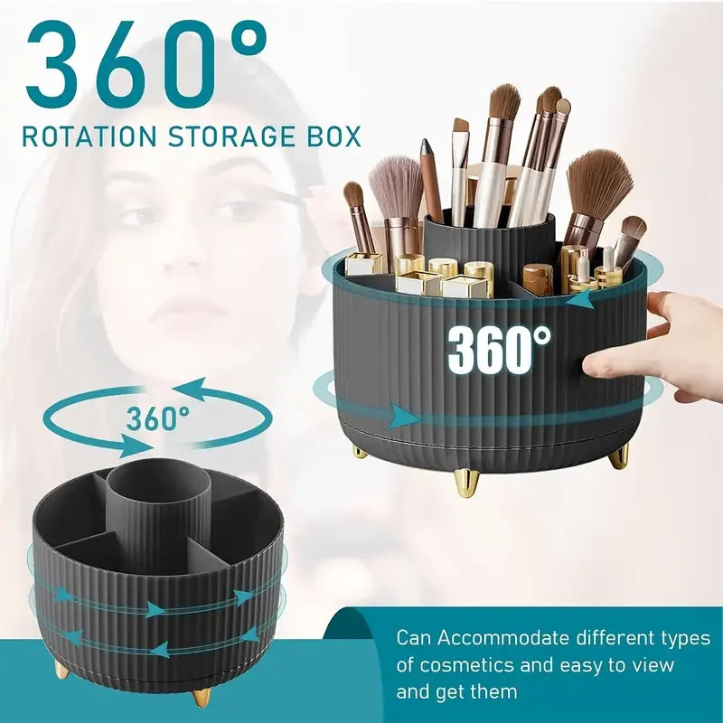 360 Rotating Makeup Holder Desktop Cosmetic Storage Box Organizer Large Capacity For Portable Lipstick Makeup Brush Pen Holder