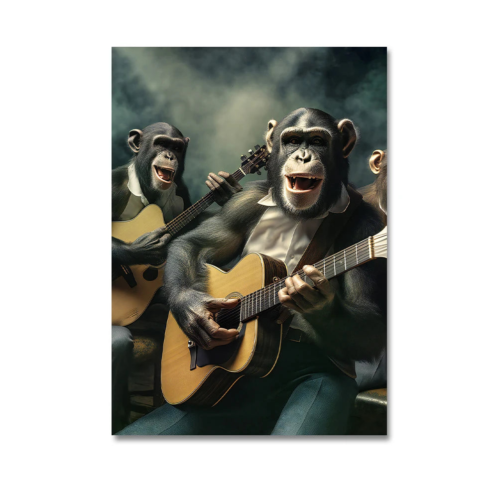 Nordic Gorilla Wear Suit Wall Art Canvas Painting Abstract Aesthetics Animal Monkeys Poster Print Picture for Modern Home Decor