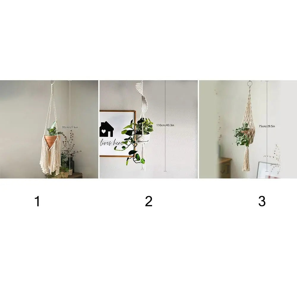 New Macrame Plant Hangers Handmade Beige Color Cotton Rope Hanging Planter Flower Pot Hanging Basket Home Decoration