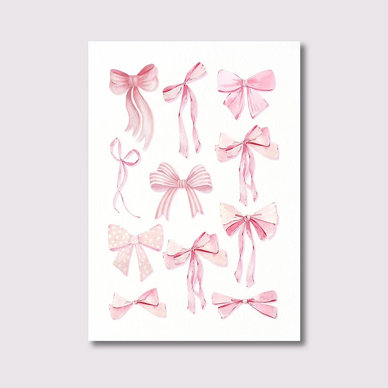 Trendy Pink Bows Poster Wall Art Set of 3 Preppy Posters College Apartment Decor Watercolor Bows Print Room Bedroom Wall Decor