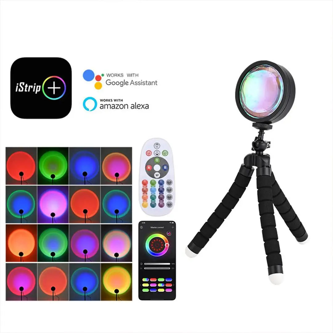 APP Remote Control 360 Degree Rotation Sunlight Lamp Projector with 16 color 4 Modes Rainbow Sunset Light