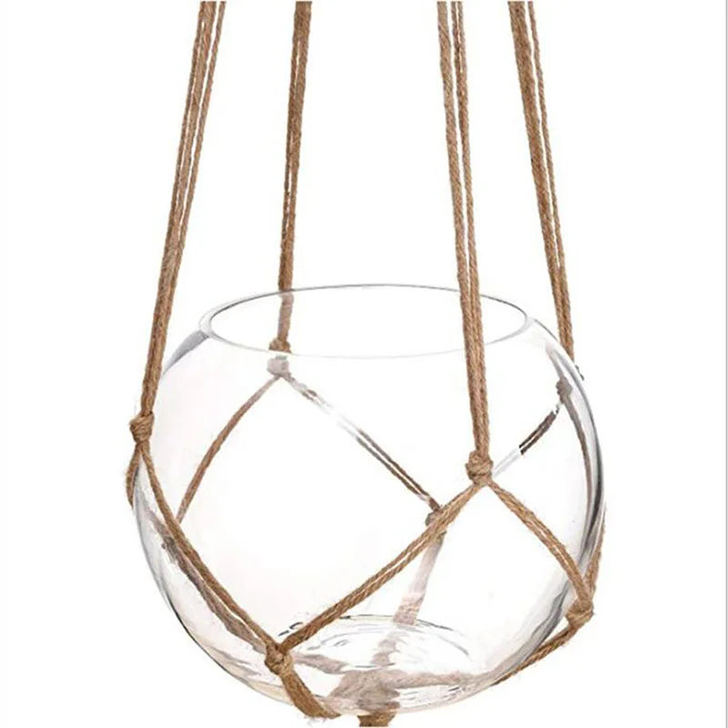 Gardening Green Plant Hanging Basket Cotton Rope Hanger Flower Pot  Handmade Macrame Pot Pocket Wall Boho Courtyard  Home Decor