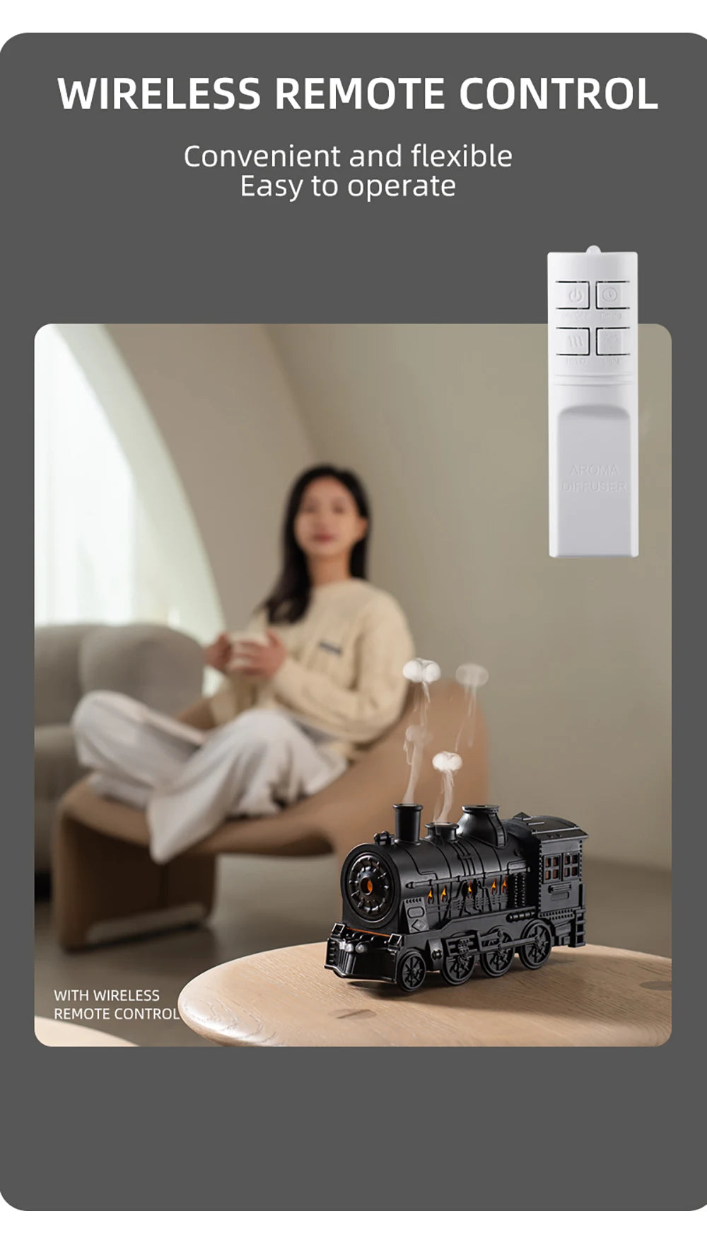 Train Air Humidifier Ultrasonic Aromatherapy Diffusers Mist Maker Fragrance Essential Oil Aroma Difusor Remote control