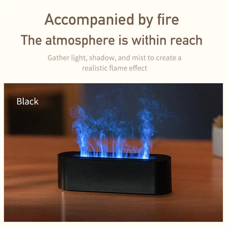 Flame Aroma Diffuser Essential Oil Air Humidifier Ultrasonic Cool Mist Difusor with RGB Realistic Fire Night Light