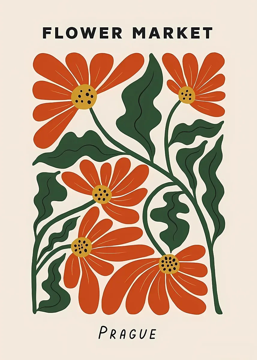 Colorful Retro Flower Market Amsterdam Abstract Poster Boho Flower Shop Sign Prints Canvas Painting Wall Picture Home Room Decor