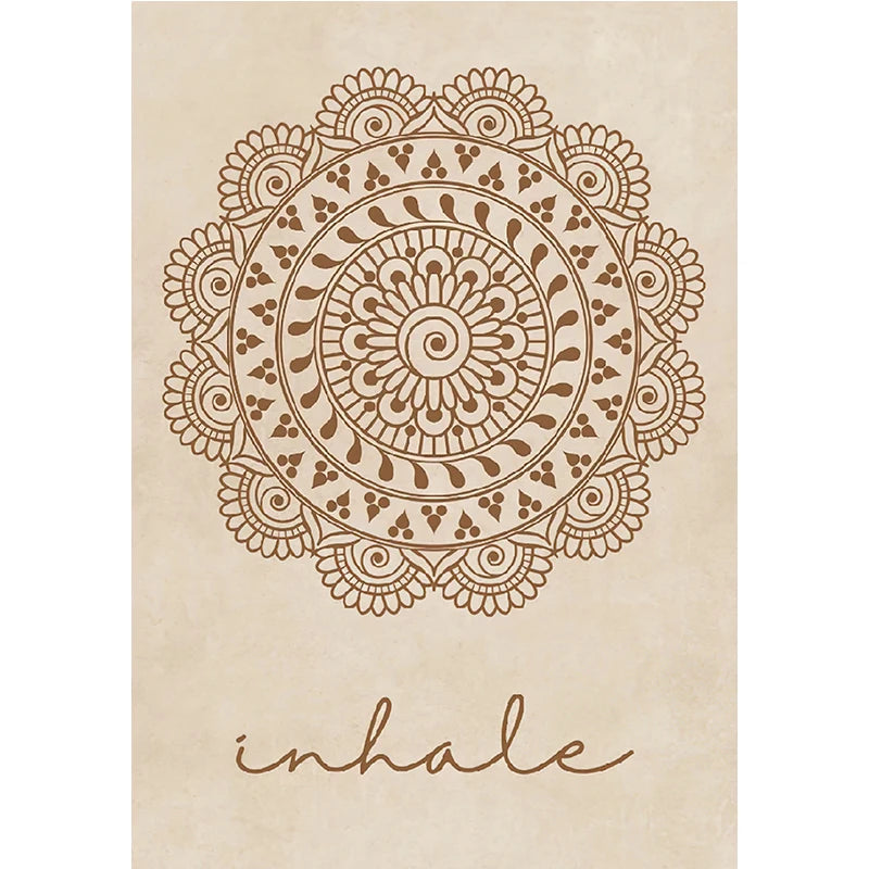 Abstract Mandala Wall Art Yoga Beige Bohemia Prints Inhale Exhale Canvas Painting Posters Line Flower Pictures Living Room Decor