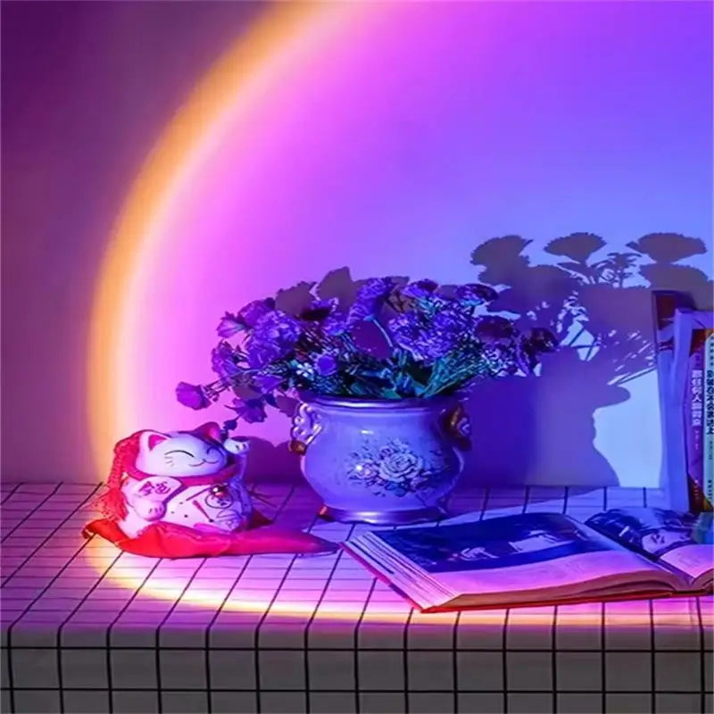 LED Sunset Lamp USB Rainbow Neon Night Light Projector Lamp Room Phone Self Photography Atmosphere Light Bedroom Wall Decor Gift