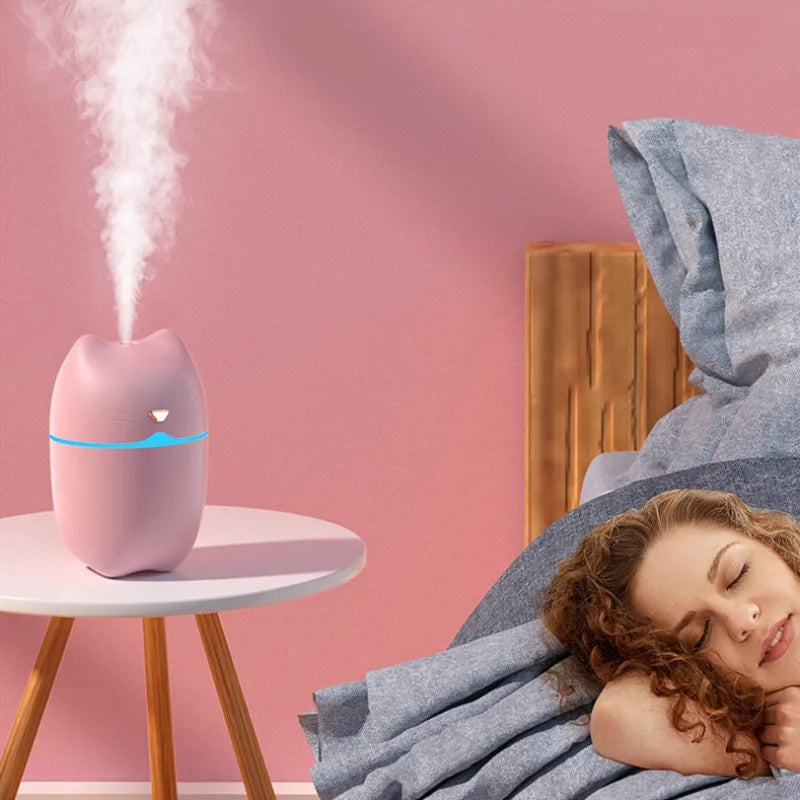 hot sale 3 in 1 Cute Cat Air Humidifier Diffuser USB Mist Maker Mini Humidificador with night light
