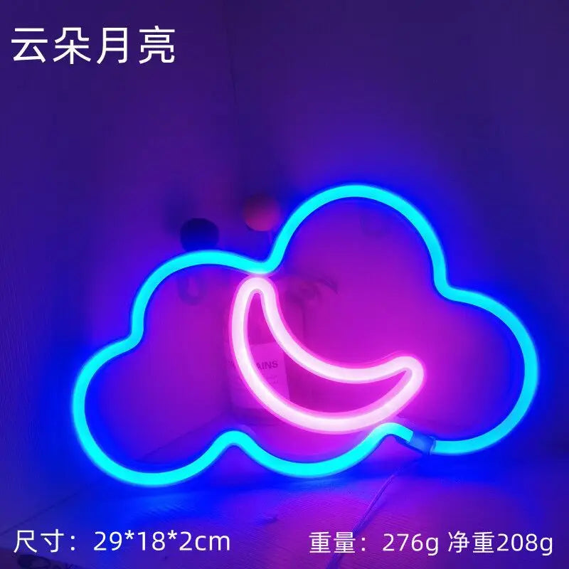 Cloud Lightning LED Neon Sign Night Light Battery/USB Operated for Children's Room Party Home Bar Lamp Gift Decoration