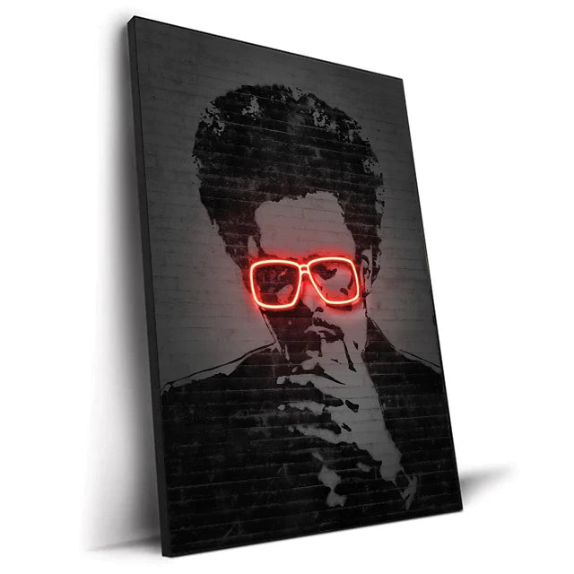 Canvas Print Art Poster Abstract Neon Design Rapper Star Canvas Paintings 2PAC Hip Hop Singers Poster Wall Art Bar Home Decor