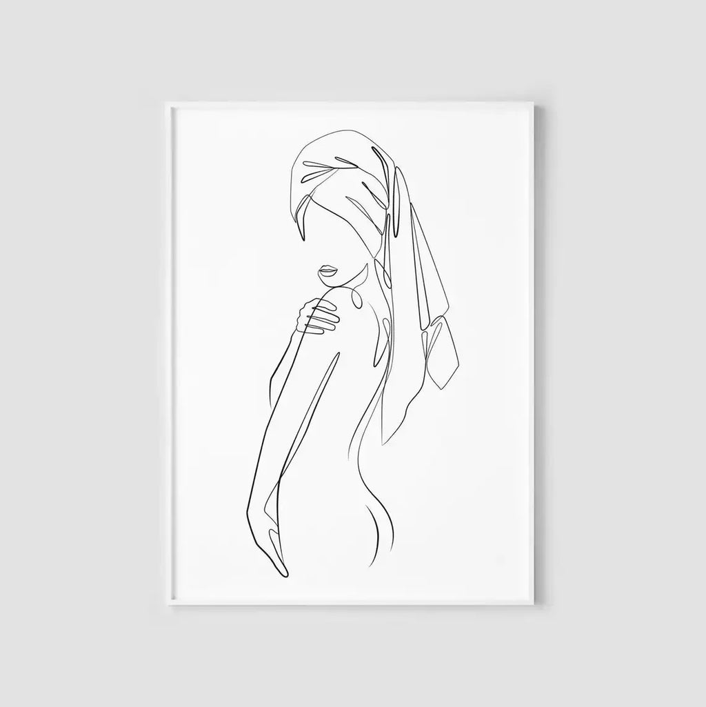 Scandinavian Minimalist Wall Art Woman Single Line Painting Abstract Line HD Canvas Poster Prints Home Bedroom Living Room Decor