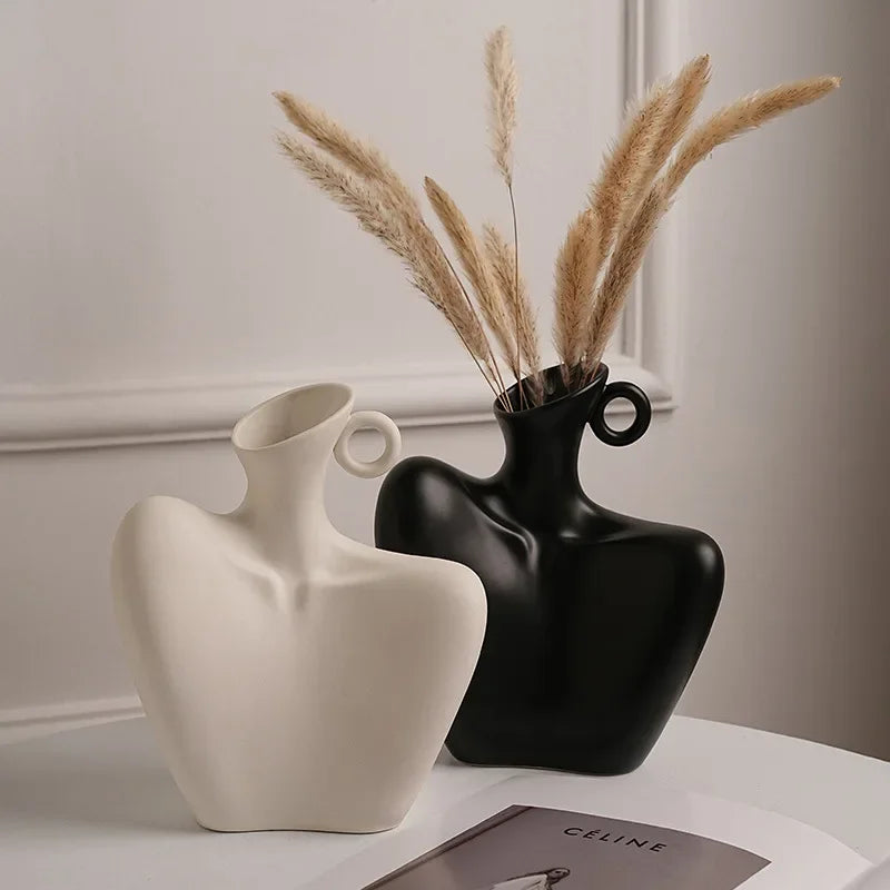 White Donut Vase Vase For Home Decor Accessories Living Room Dried Flower Vaso Va Decor Ornamentsse Decorative Aesthetic