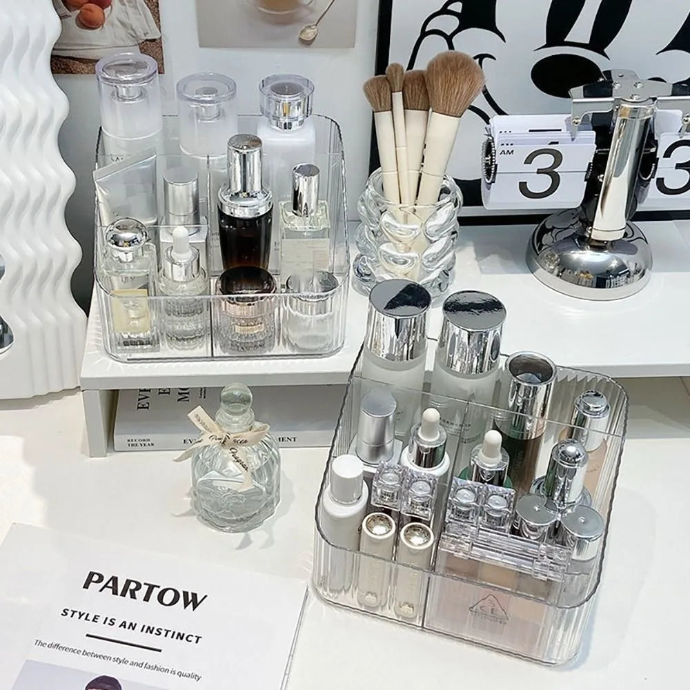 Transparent Makeup Organizer New 3/4-Slot Lightweight Vanity Case Washable Plastic Versatile Storage Box
